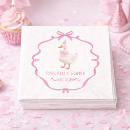 Guardanapo De Papel Lindinho Um Ganso Tolo Laço Rosa Primeiro Aniversá