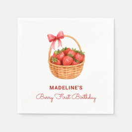 Guardanapo De Papel Lindo Aniversário de Morango Preppy Berry