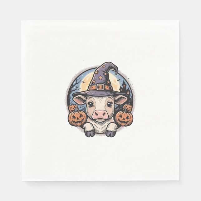 Guardanapo De Papel Lindo chapéu de bruxa de bezerro de Halloween Grav (Frente)