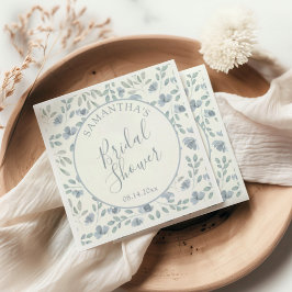 Guardanapo De Papel Lindo Chuveiro Floral Azul para Noiva 