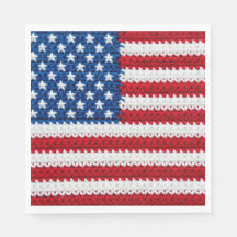 Lindo Crochê da Bandeira Americana Vermelho Branco