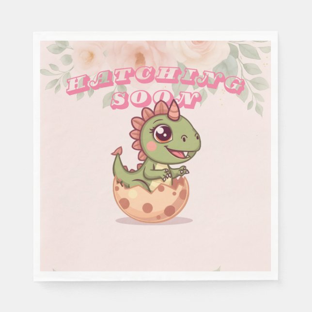 Guardanapo De Papel Lindo Dino Rosa Nasce Em Breve (Frente)