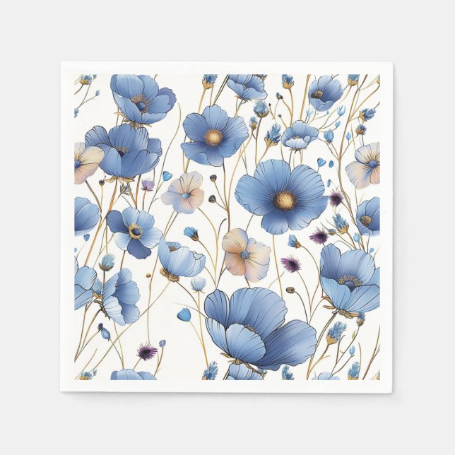 Guardanapo De Papel Lindo floral azul claro (Frente)