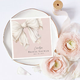 Guardanapo De Papel Lindo Laço Branco Marfim de Menina em Chuveiro de 