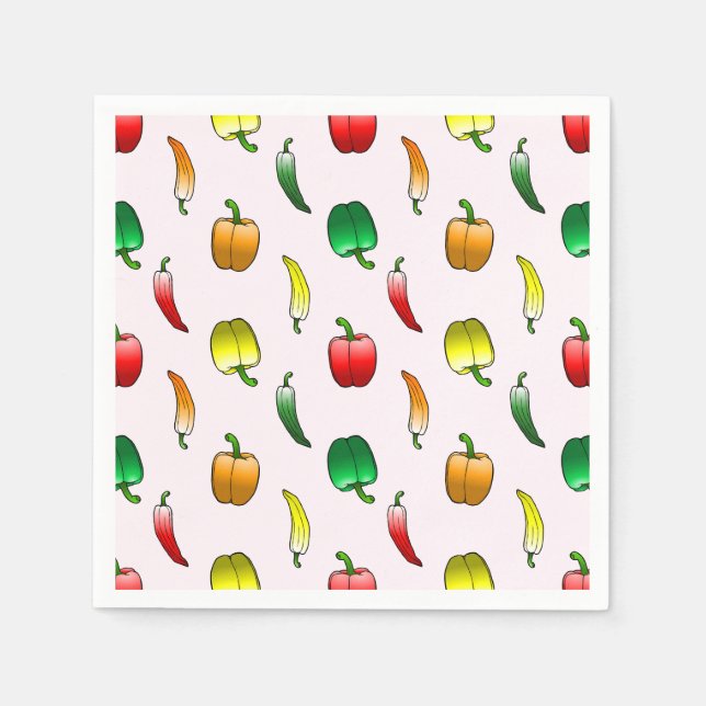 Guardanapo De Papel Lindo padrão com pimentões e pimentão doce longo (Frente)