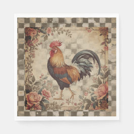 Guardanapo De Papel Lindo padrão de galo e flores vintage