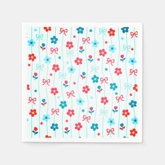 Guardanapo De Papel Lindo padrão de laço floral azul e vermelho Patrió