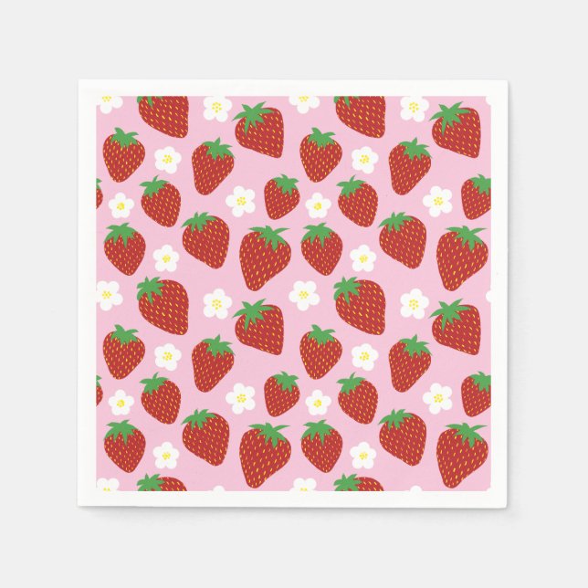 Guardanapo De Papel Lindo padrão de morango de verão (Frente)