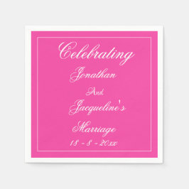 Guardanapo De Papel Lindo Papel de Nomes de Casamento Rosa Chic Branco