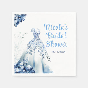 Guardanapo De Papel Lindo vestido floral azul Bridal Shower