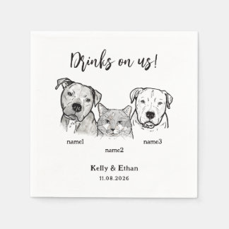 Guardanapo De Papel Lindos 3 Animais de Estimação Drinks on Us Cachorr