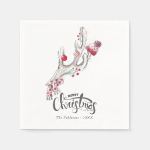 Guardanapo De Papel Lindos chifres de veado em aquarela de Natal de In