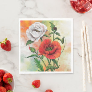 Guardanapo De Papel Lindos papagaios brancos vermelhos - Pintura pinta