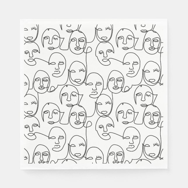 Guardanapo De Papel Linhas Abstrato modernas enfrentam arte contínua d (Frente)