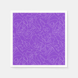 Guardanapo De Papel linhas curvas abstratas brancas em um fundo roxo