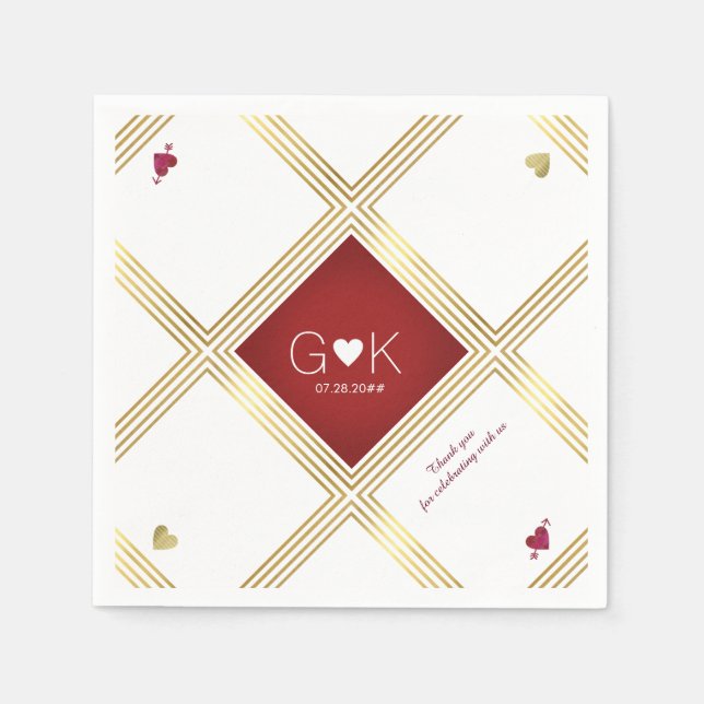 Guardanapo De Papel linhas modernas & geométricas com casamento (Frente)