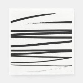 Guardanapo De Papel Linhas Pretas e Brancas Modernas Arte Abstrata   