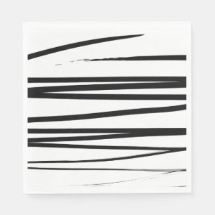 Guardanapo De Papel Linhas Pretas e Brancas Modernas Arte Abstrata