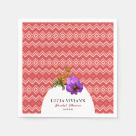 Guardanapo De Papel Linhas Retrô Floral Magenta Fúcsia Chá de Noiva