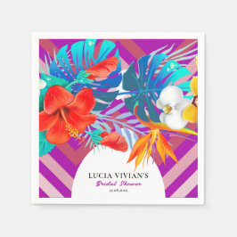 Guardanapo De Papel Linhas Retrô Floral Tropical Verão Chá de Noiva