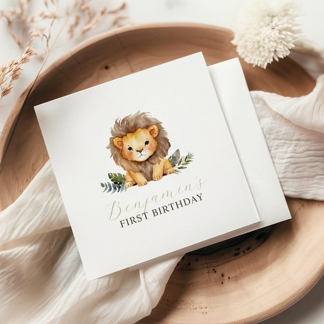 Guardanapo De Papel Lion Wild One Birthday Napkins (Criador carregado)