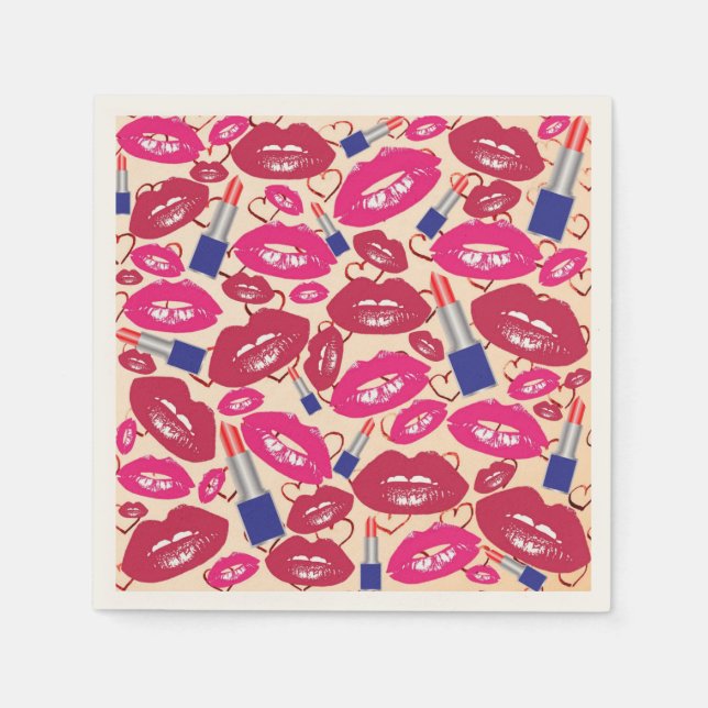 Guardanapo De Papel Lipstick Kiss Pattern (Frente)