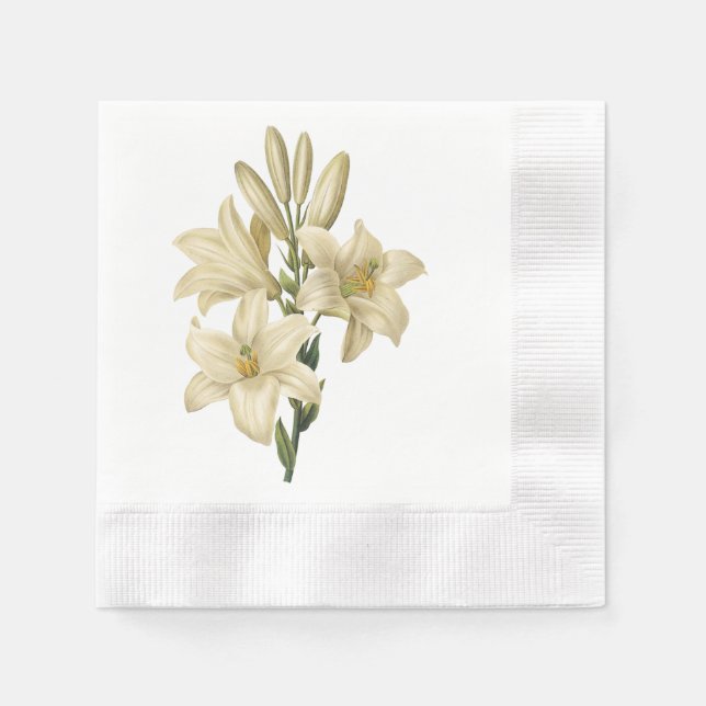 Guardanapo De Papel lírio branco (Lilium candidum) por Redouté (Frente)