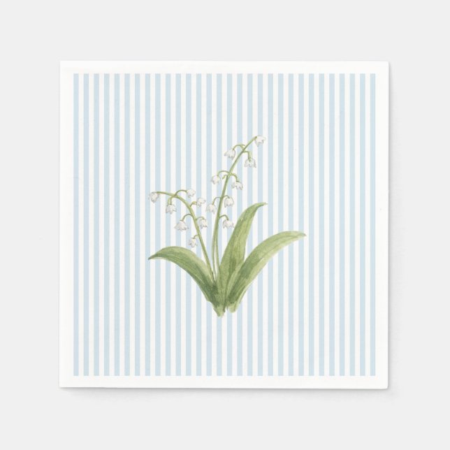 Guardanapo De Papel Lírio do Vale Personalizado Casamento Faixa Azul (Frente)