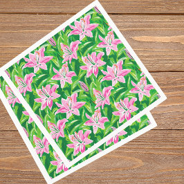 Guardanapo De Papel Lírio Rosa Esportivo Floral Chique Festa no Jardim