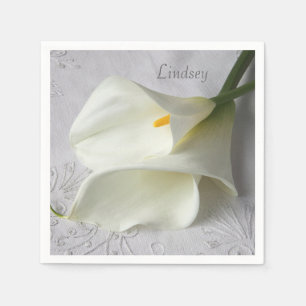 Guardanapo De Papel Lírios brancos de calla em linho