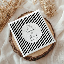 Guardanapo De Papel Listra Minimalista Preta e Branca Chic Bow