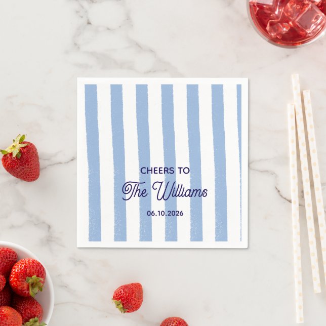 Guardanapo De Papel Listras Azuis de Casamento Personalizadas (Insitu)
