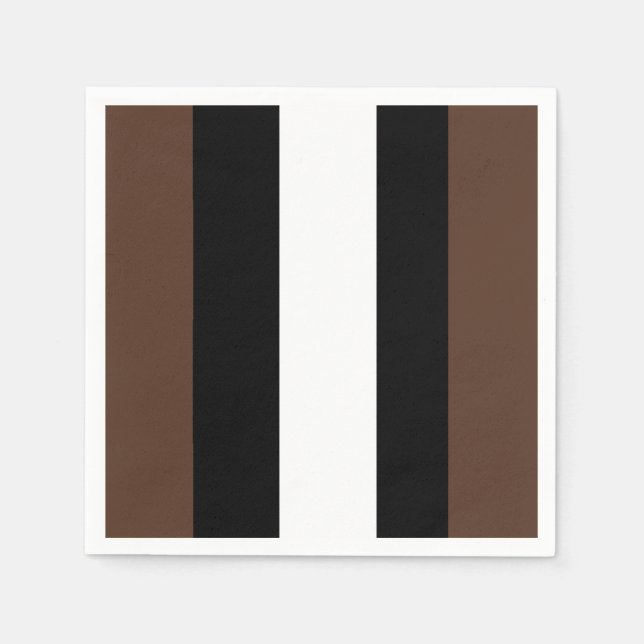 Guardanapo De Papel Listras castanhas, pretas e brancas (Frente)