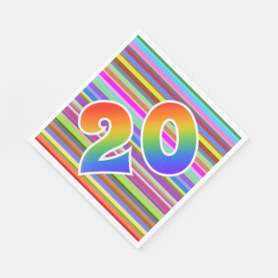 Guardanapo De Papel Listras coloridas + Teste padrão "20" do arco-ír