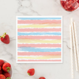 Guardanapo De Papel Listras de Aquarela Rosa Amarelo Azul Branco