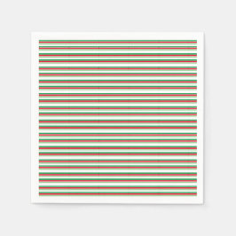 Guardanapo De Papel Listras de Feriado Vermelho Verde Branco