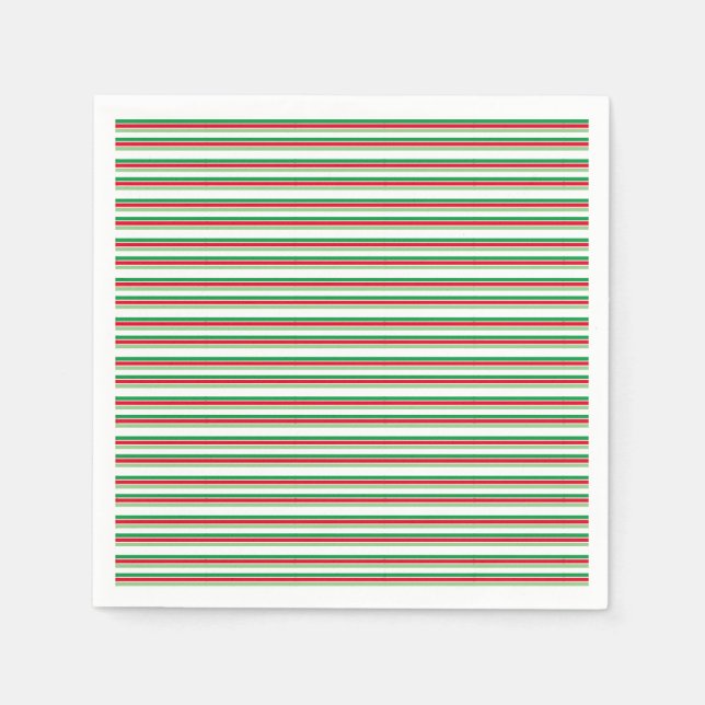 Guardanapo De Papel Listras de Feriado Vermelho Verde Branco (Frente)