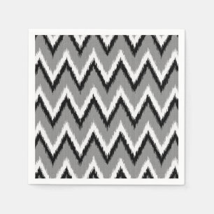 Guardanapo De Papel Listras de Ikat Chevron - cinzentas/cinzas, preto