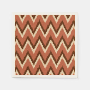 Guardanapo De Papel Listras de Ikat Chevron - oxidação, Brown e bege