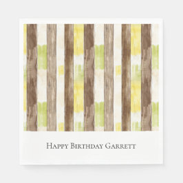 Guardanapo De Papel Listras de Madeira Falsa de Limão Amarelo de Cítri