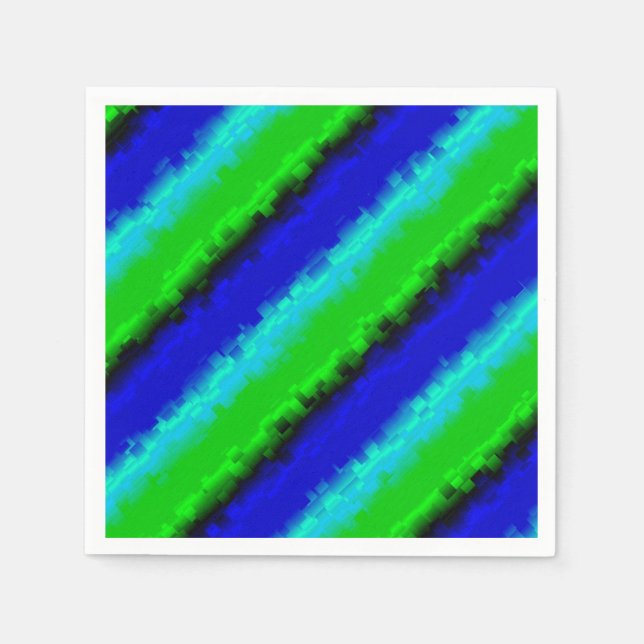 Guardanapo De Papel Listras de Vidro Quebrado Azul Verde (Frente)