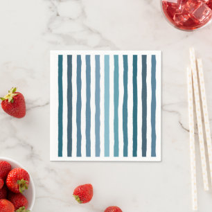 Guardanapo De Papel Listras desenhadas à mão em tons de azul inspirado