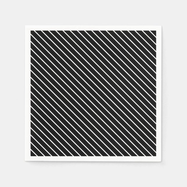 Guardanapo De Papel Listras diagonais - preto e branco (Frente)