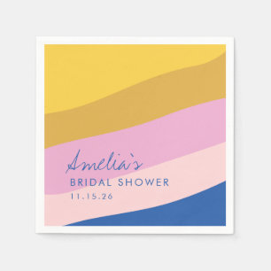 Guardanapo De Papel Listras Divertidas Azul Amarelo Chá de Noiva Perso