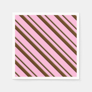 Guardanapo De Papel Listras dos doces, cor-de-rosa e castanho