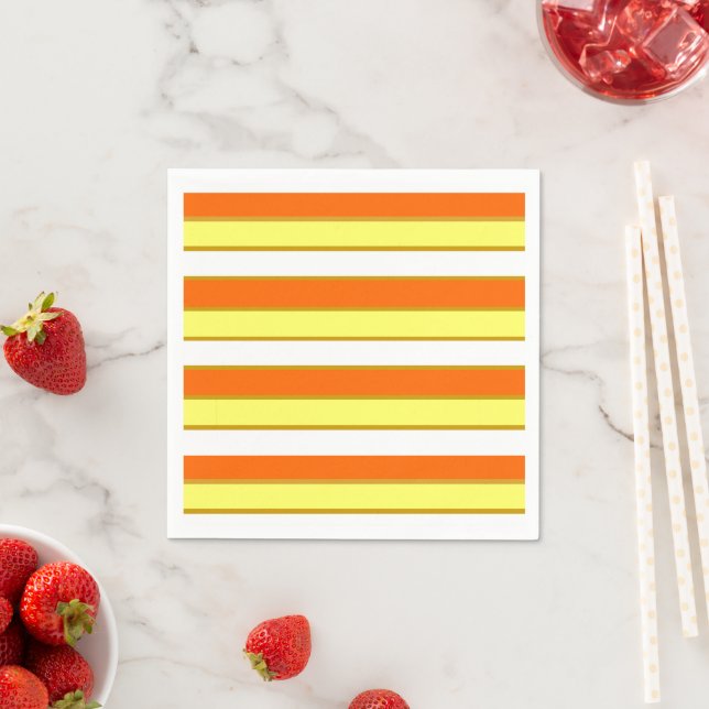 Guardanapo De Papel Listras Laranja, Amarelo e Branco (Insitu)