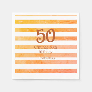 Guardanapo De Papel Listras laranja vermelhas 50º aniversário marrom n