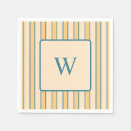 Guardanapo De Papel Listras Modernas de Coral e Verde no Estilo Retrô