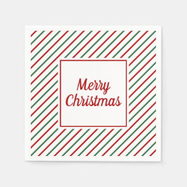 Guardanapo De Papel Listras Vermelhas Verdes Festivas de Natal 