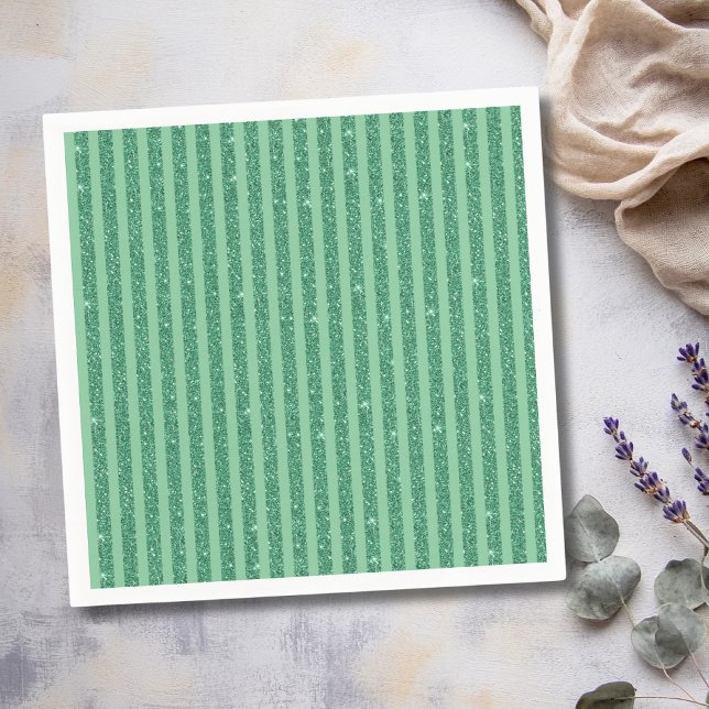 Guardanapo De Papel Listras Verticais Clássicas no Estilo Brilho Verde (Criador carregado)